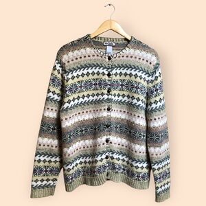 Vintage 2004 TIARA International Fair Isle Knit Cardigan Sweater Women’s Large